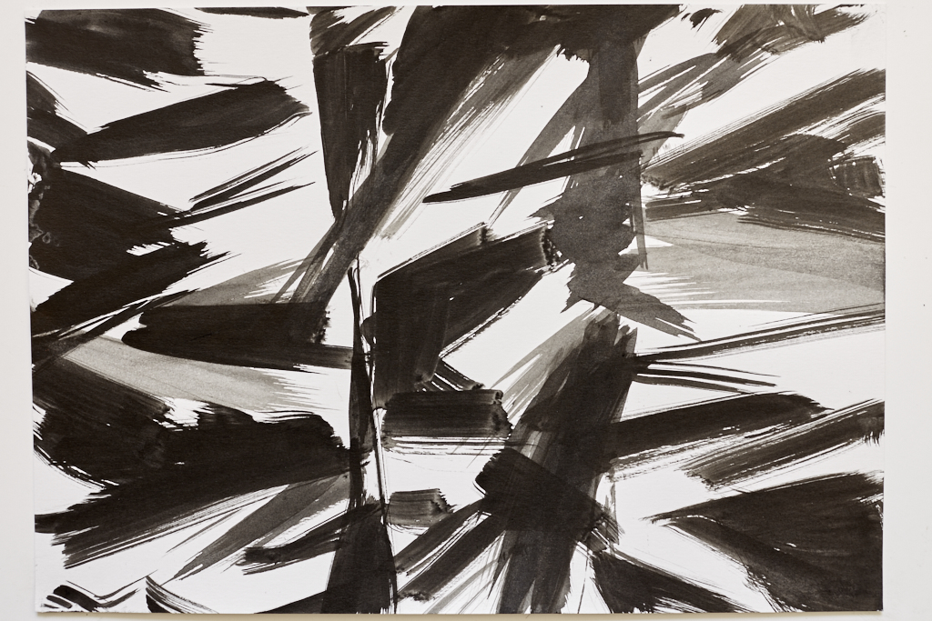 Abstract ink painting Latitude Study - by Timothy Gent - side view - by Timothy Gent