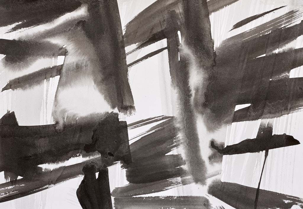 Abstract ink painting Silken dreams by Timothy Gent with expressive light and coastal colours