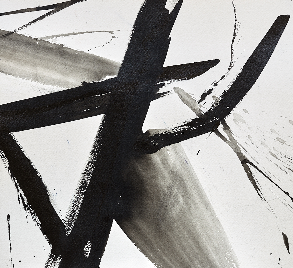 Abstract ink painting Torque Shear by Timothy Gent with expressive light and tones
