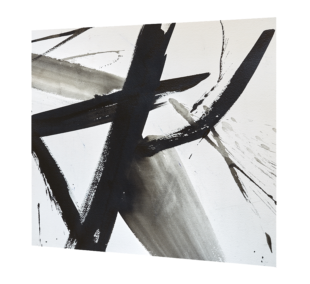 Abstract ink painting Torque Shear - by Timothy Gent - side view - by Timothy Gent