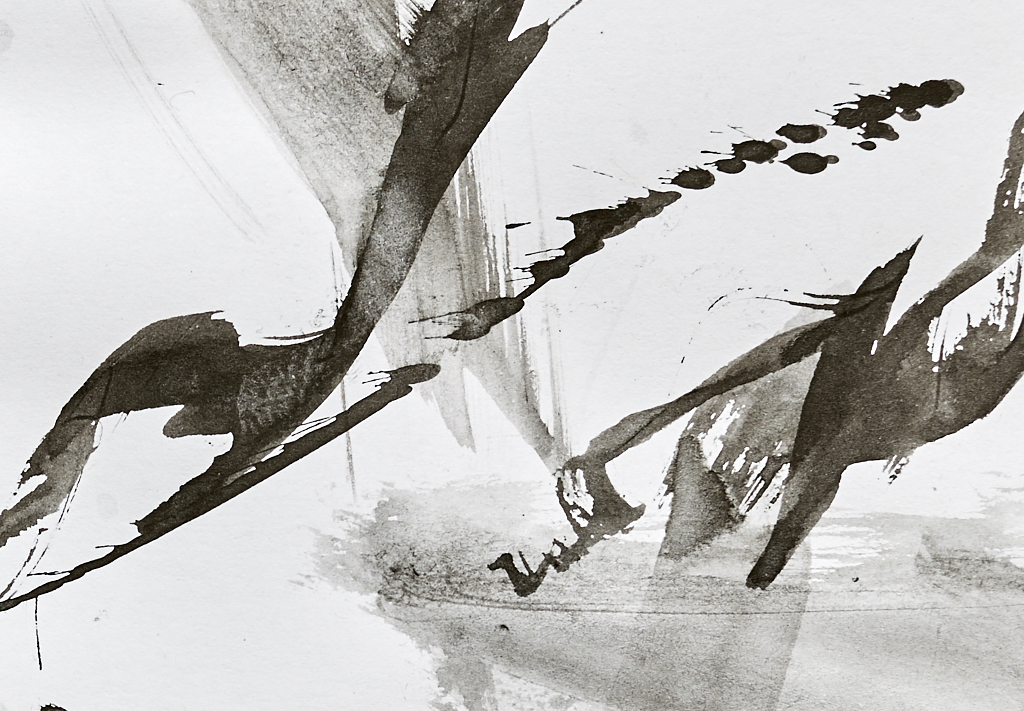 Abstract ink painting Untitled (01), Water's reach - by Timothy Gent - detail view - by Timothy Gent