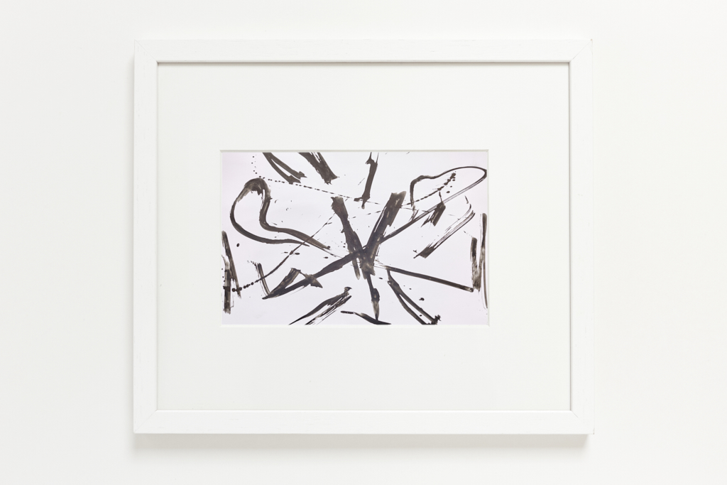 Untitled (02), Tidal trace original ink painting - by Timothy Gent - example framed view - by Timothy Gent
