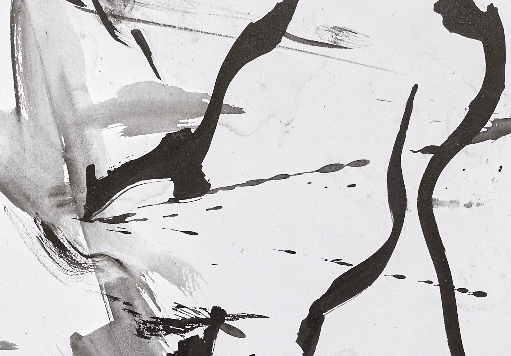 Abstract ink painting Untitled (04), Shine West - by Timothy Gent - detail view - by Timothy Gent