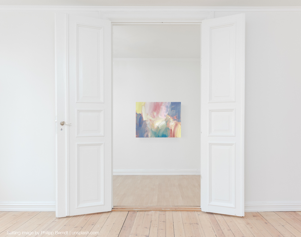 Chroma dream original oil painting - by Timothy Gent - example framed view - by Timothy Gent