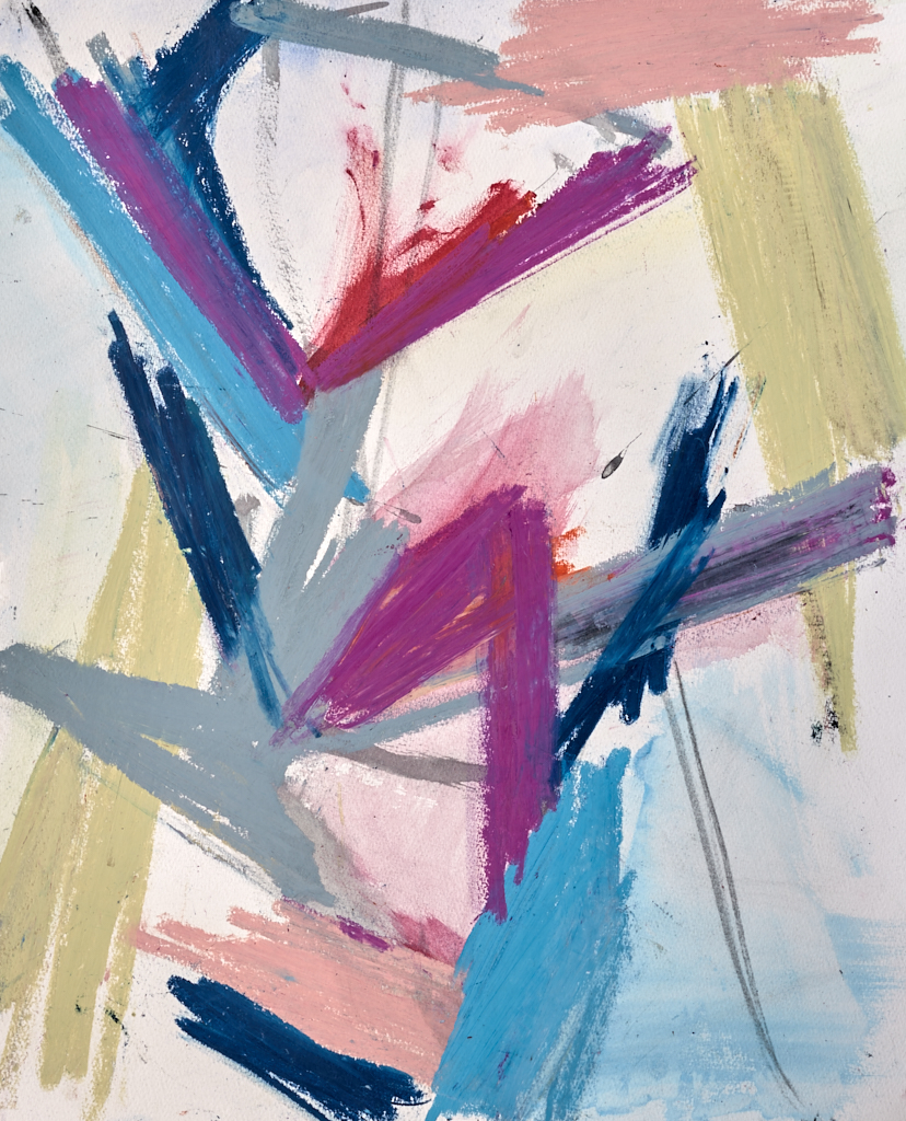 Ascent original abstract painting in oil pastel and watercolour by Timothy Gent