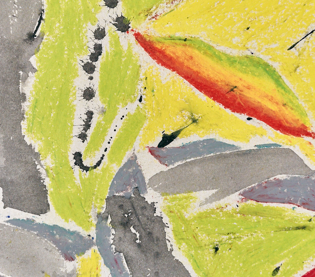 Abstract oil pastel Citrus swing - by Timothy Gent - detail view - by Timothy Gent