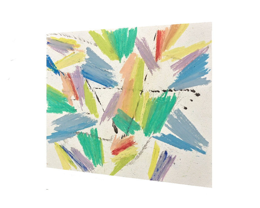 Abstract oil pastel Reverie - by Timothy Gent - side view - by Timothy Gent