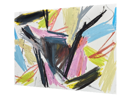 Abstract oil pastel Torque Axis - by Timothy Gent - side view - by Timothy Gent