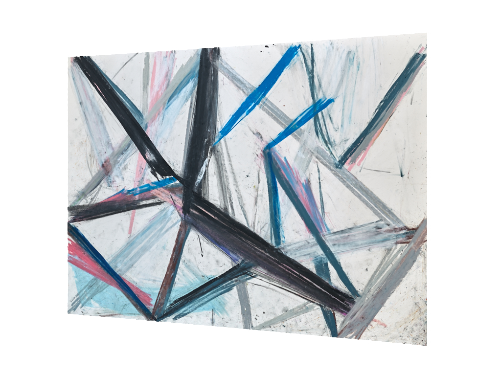 Abstract oil pastel Torque Lock - by Timothy Gent - side view - by Timothy Gent