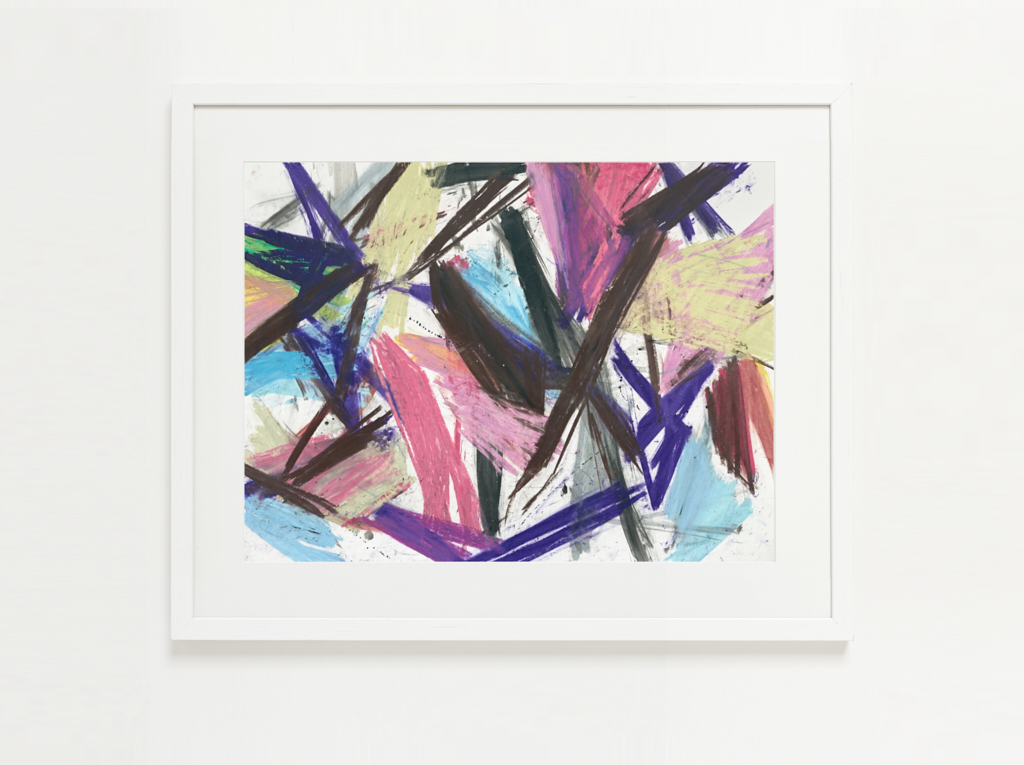 Torque Taut original oil pastel - by Timothy Gent - example framed view - by Timothy Gent