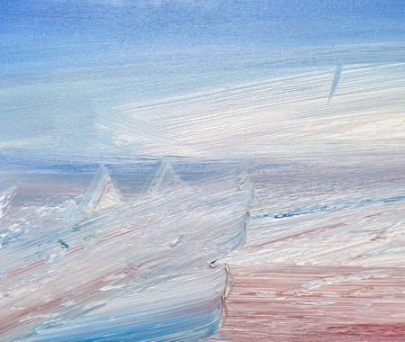 Seascape oil painting for sale Calm seas - second detail view