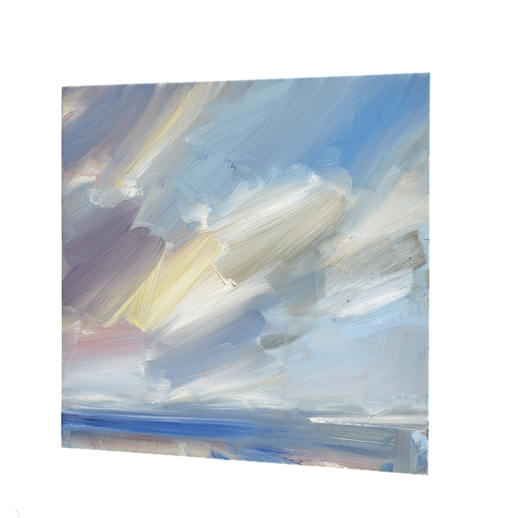 Seascape oil painting for sale Offshore light after rain - side view