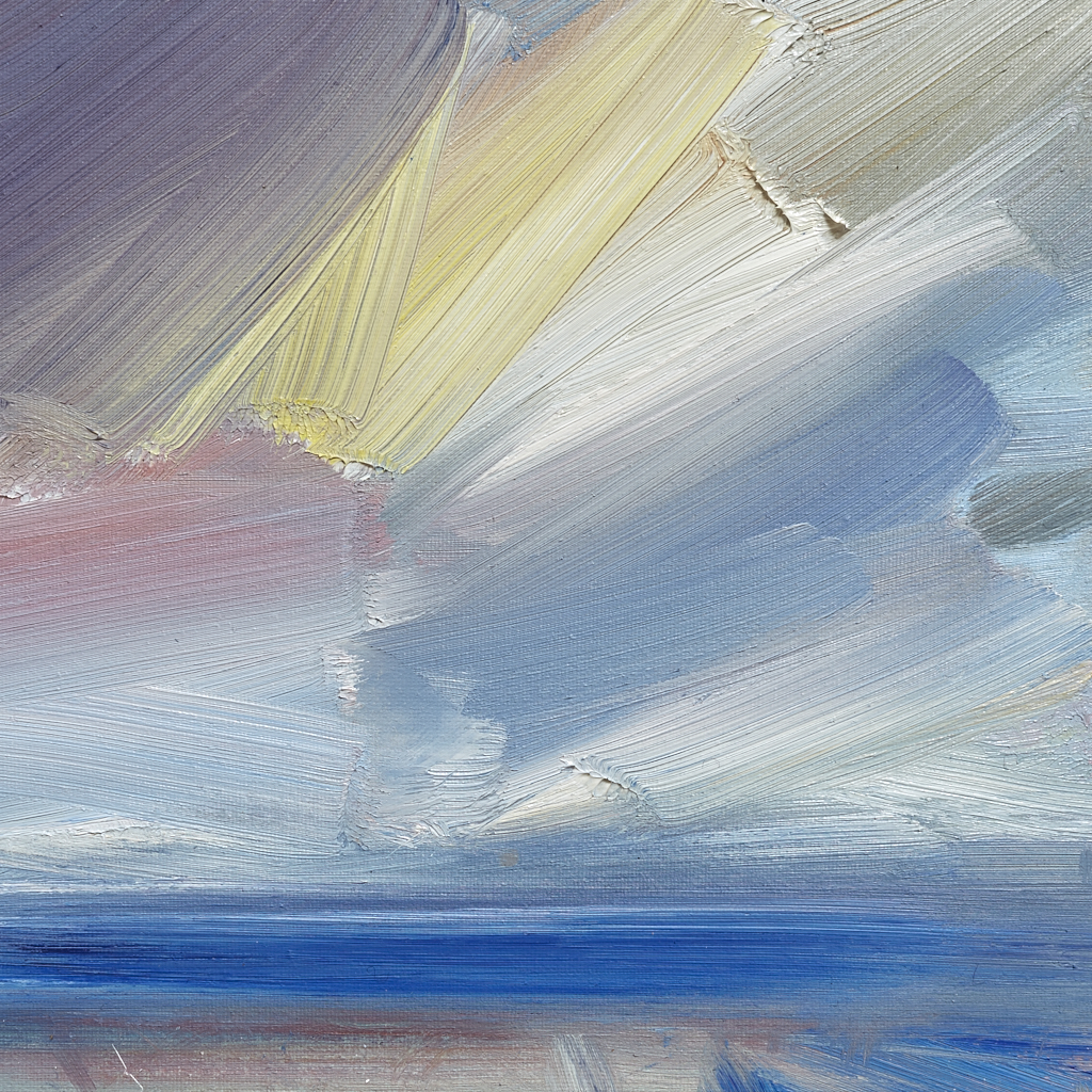 Seascape oil painting for sale Offshore light after rain - second detail view