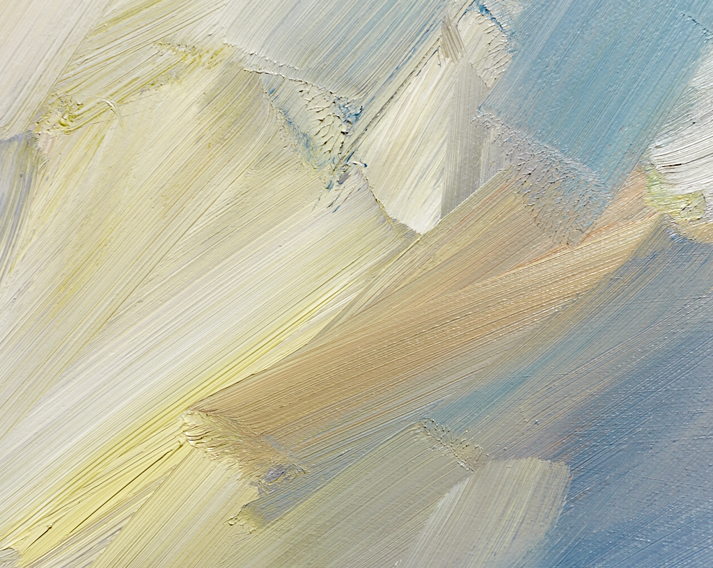 Seascape oil painting for sale Twilight shore - detail view