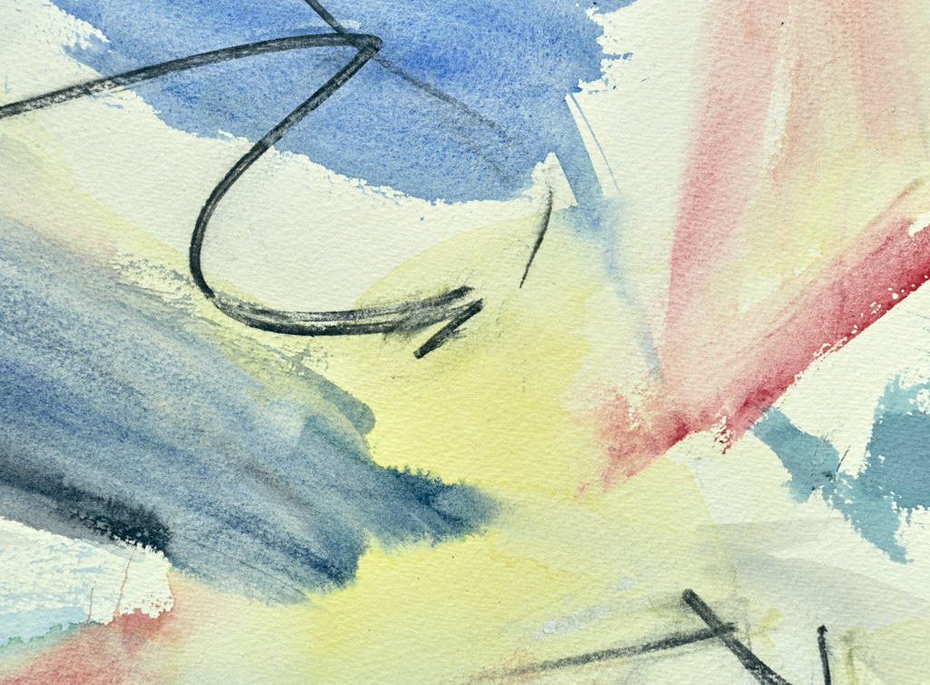 Close-up detail of Holding Light showing transparent watercolour
