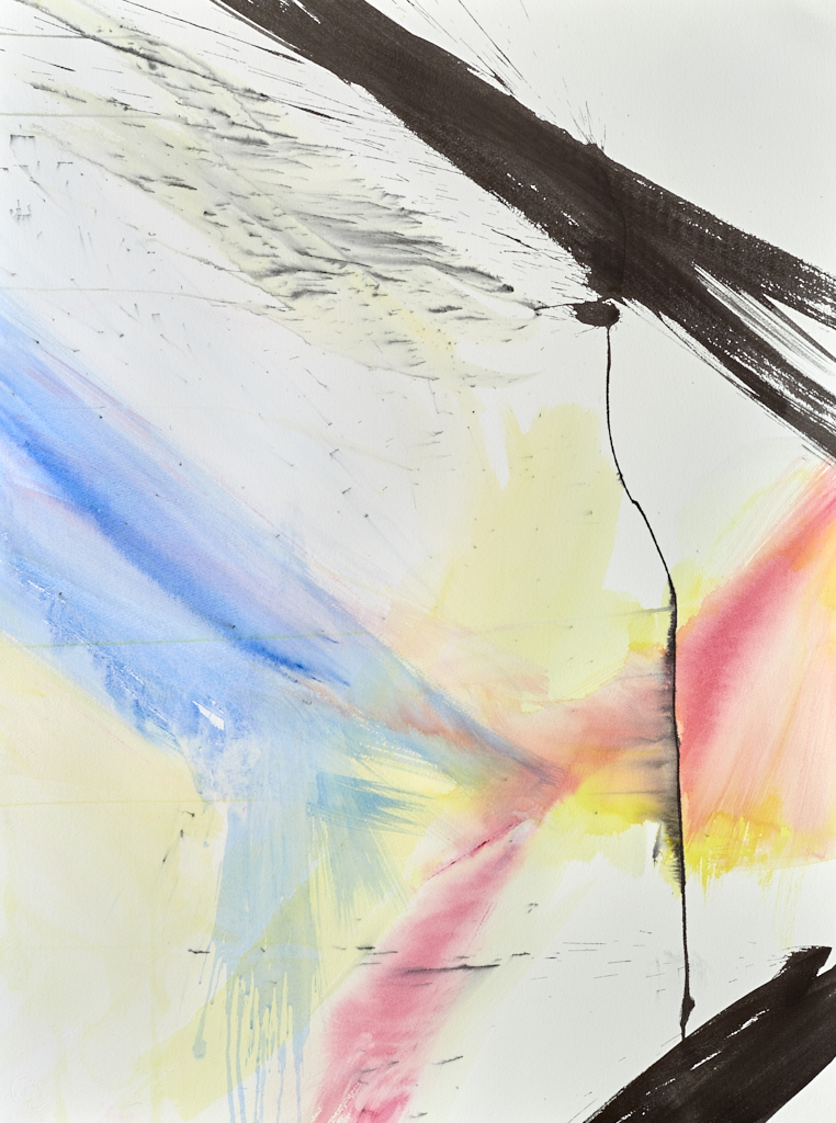 Left sheet view of Intervals, original abstract painting by Timothy Gent