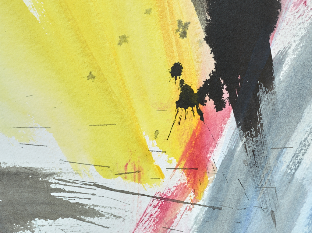 Close-up detail of Weight of Light showing transparent watercolour