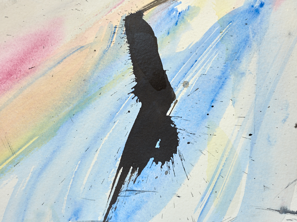 Further close-up detail of Weight of Light showing transparent watercolour