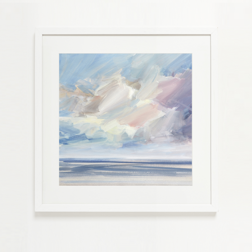 Bright shore watercolour painting by Timothy Gent - example framed view