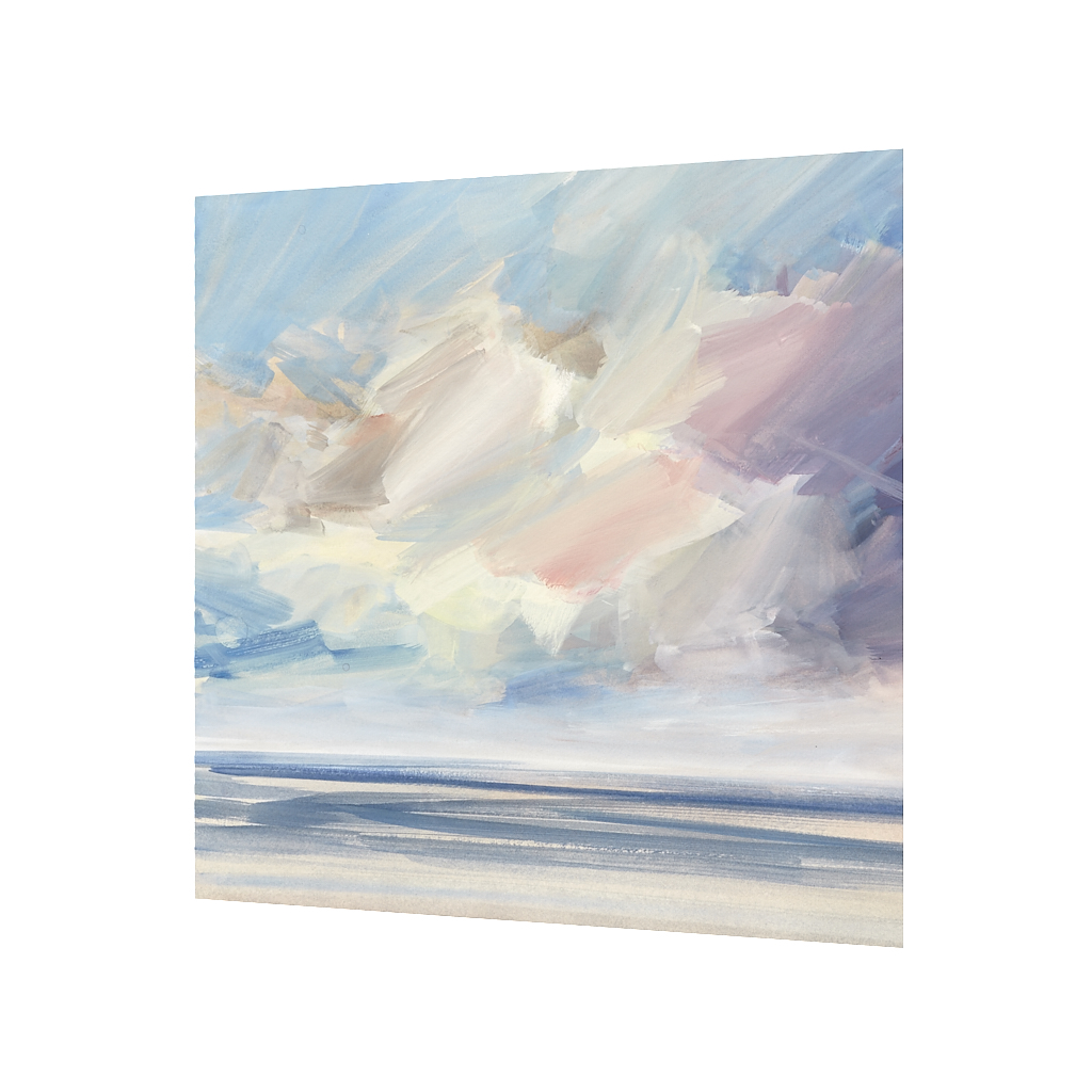 Bright shore original seascape watercolour painting by Timothy Gent - side view