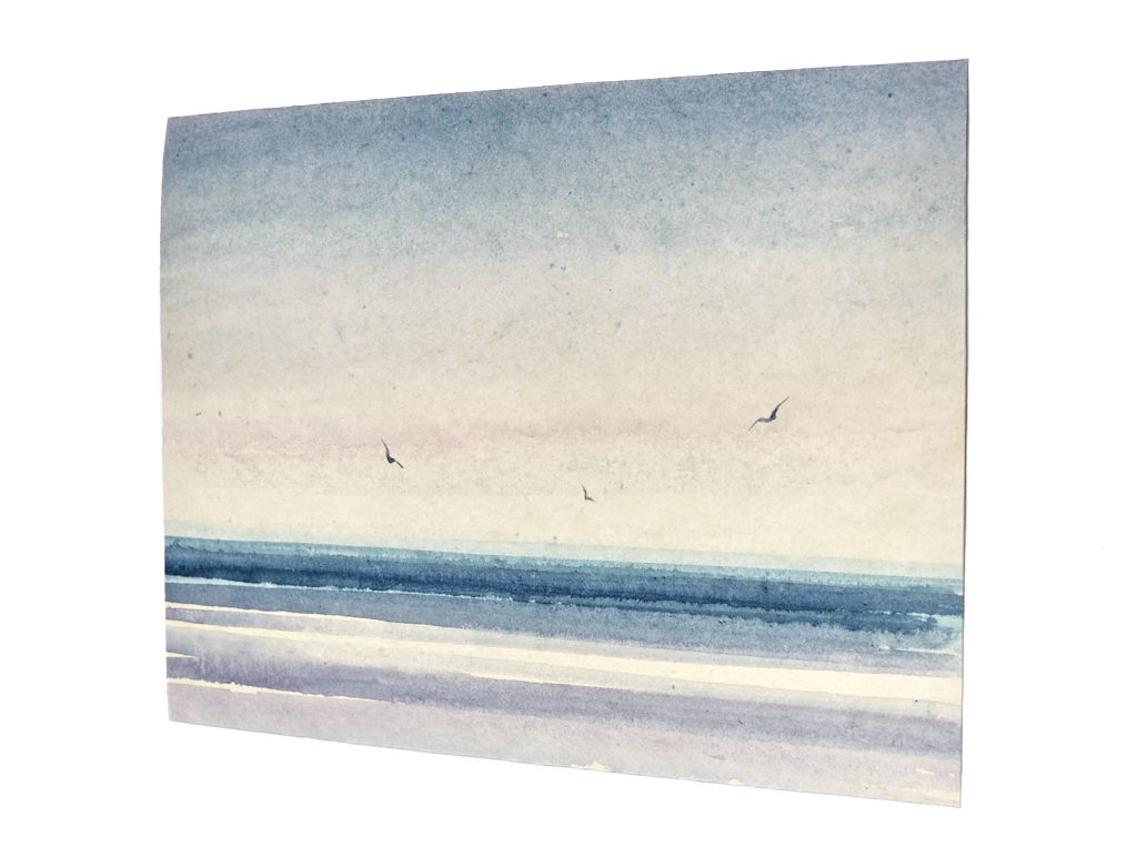 Indigo seas original seascape watercolour painting by Timothy Gent - side view