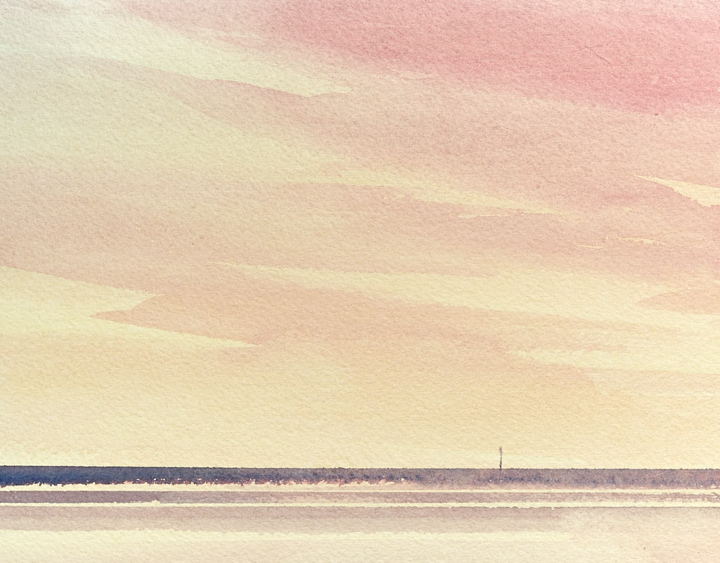 Into the sunset original seascape watercolour painting by Timothy Gent - detail view