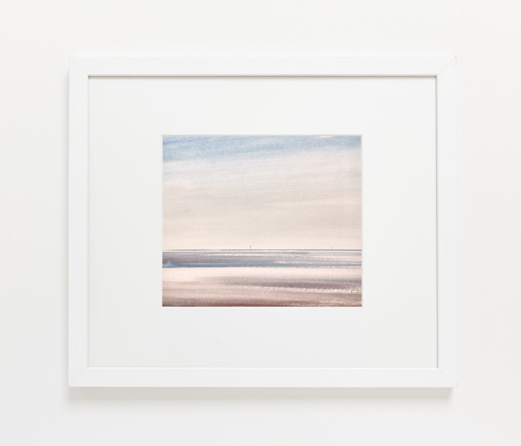 Light across the shallows watercolour painting by Timothy Gent - example framed view