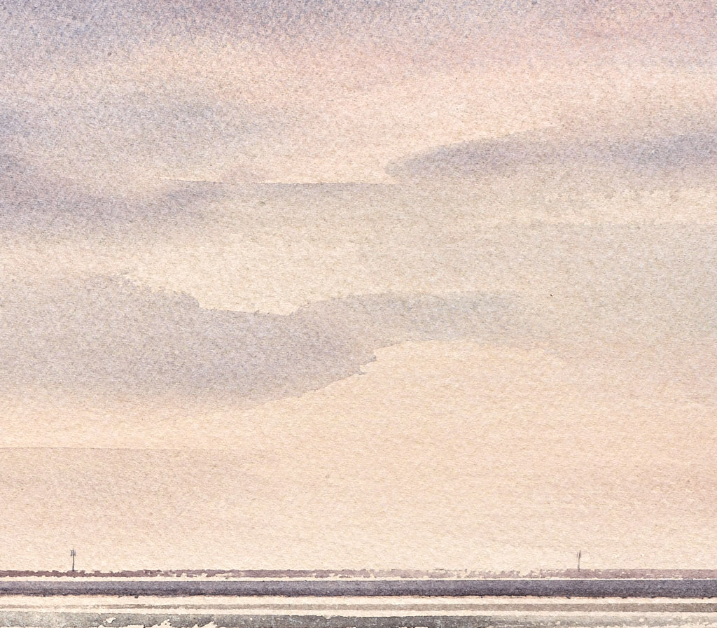 Lucent shore original seascape watercolour painting by Timothy Gent - detail view