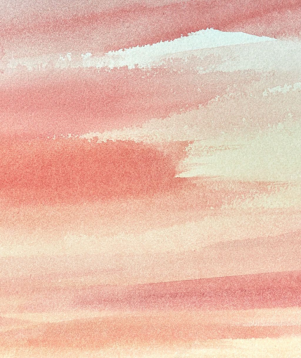 Serene sunset original seascape watercolour painting by Timothy Gent - detail view