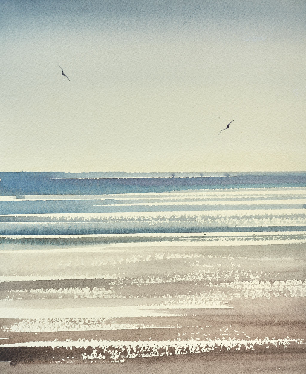 Sunlit waves, St Annes-on-sea original watercolour painting