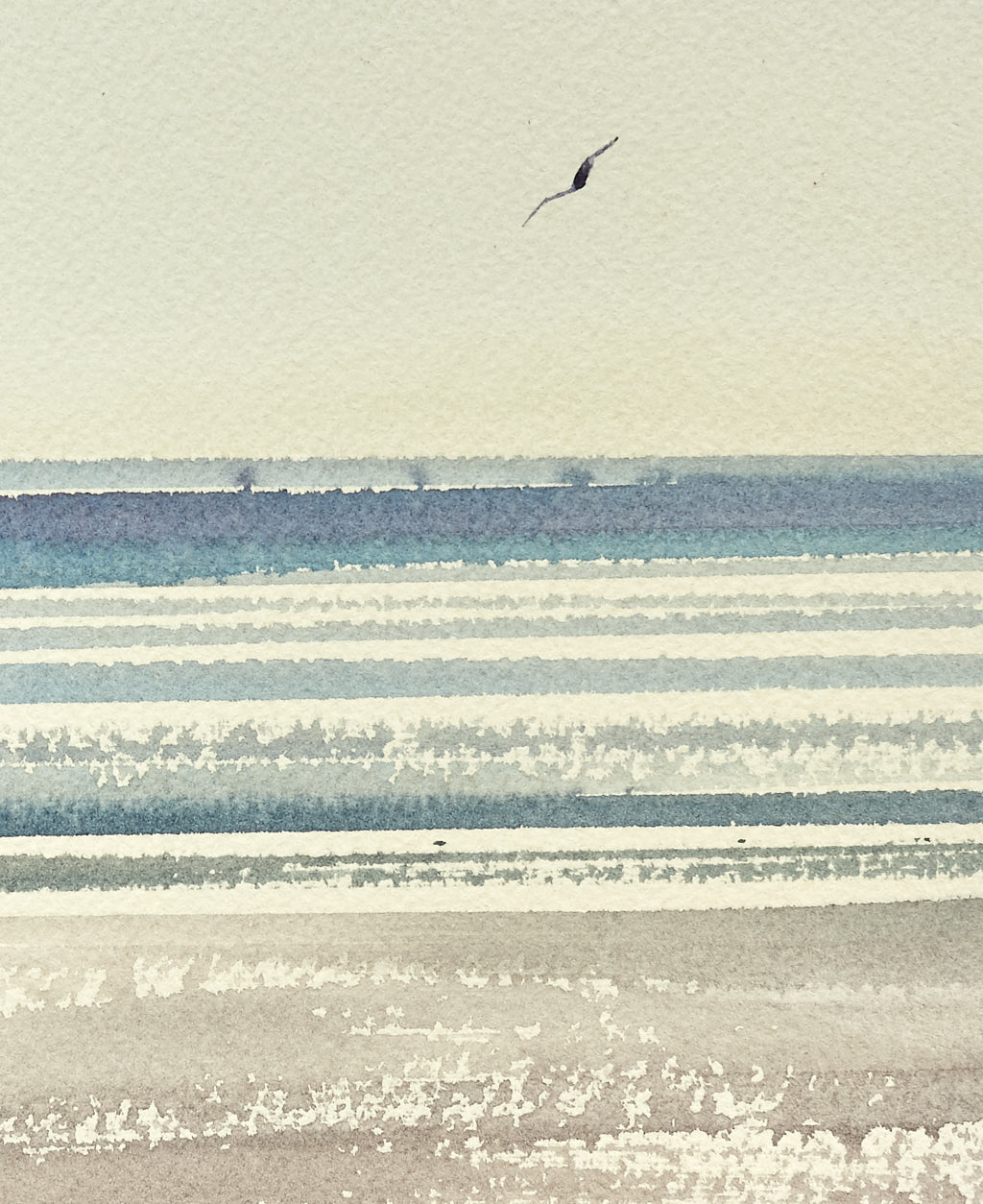Sunlit waves, St Annes-on-sea original seascape watercolour painting by Timothy Gent - detail view