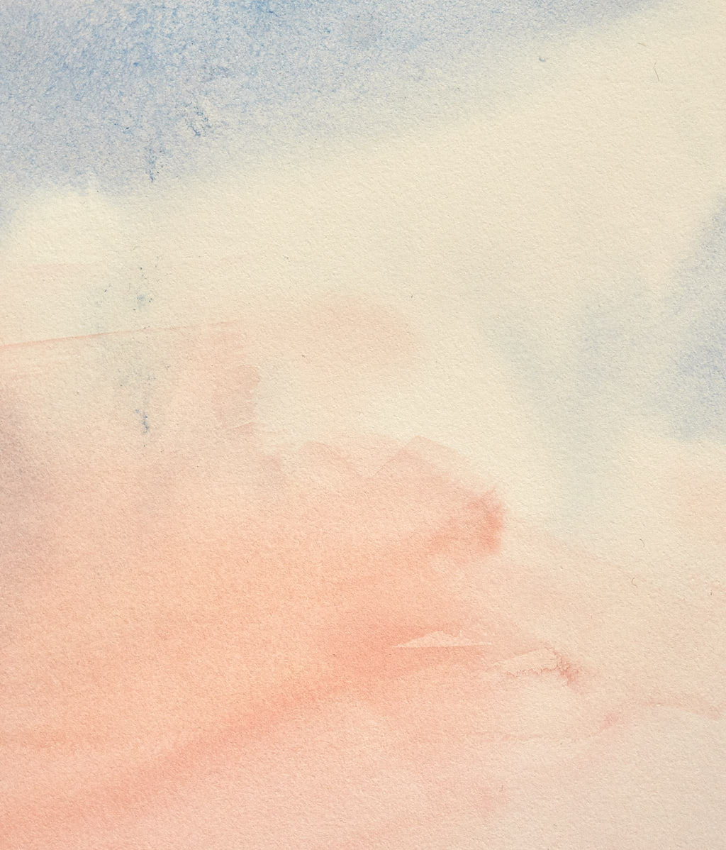 Sunset skies over the sea original seascape watercolour painting by Timothy Gent - detail view