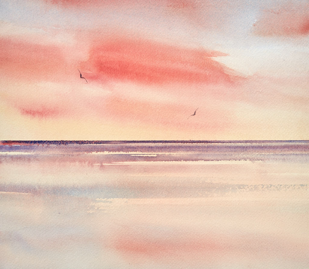 Twilight reflections original watercolour painting