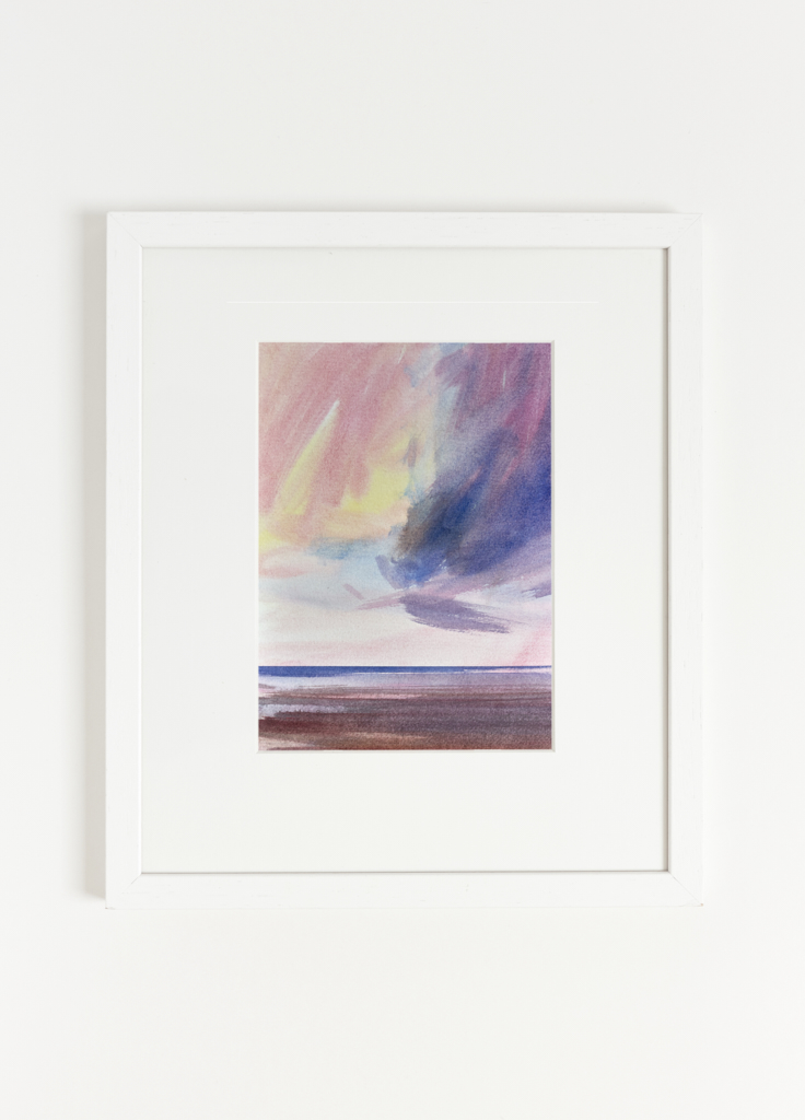 Twilight Silence watercolour painting by Timothy Gent - example framed view