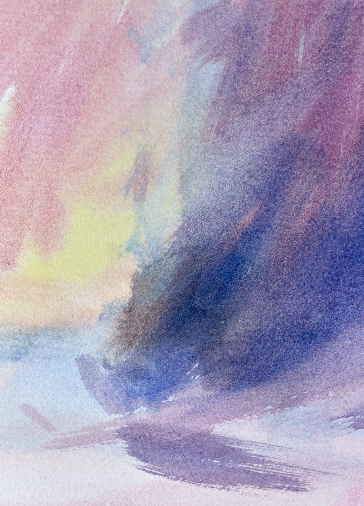 Twilight Silence original seascape watercolour painting by Timothy Gent - detail view