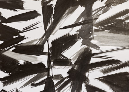 Abstract ink painting Latitude Study by Timothy Gent with expressive coastal colours