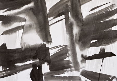 Abstract ink painting Silken dreams by Timothy Gent with expressive coastal colours
