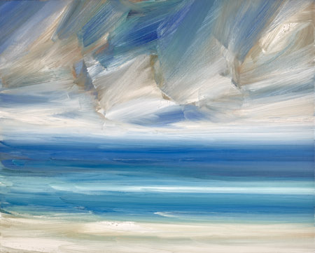 Oil painting Offshore, Lindisfarne seascape near Lindisfarne in Northumberland by fine artist Timothy Gent