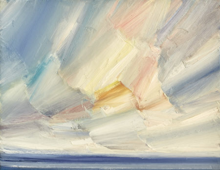 Contemporary seascape oil painting titled Open shore, Lindisfarne
