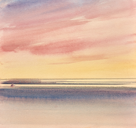 Picture of Serene twilight original watercolour painting by Timothy Gent for news article