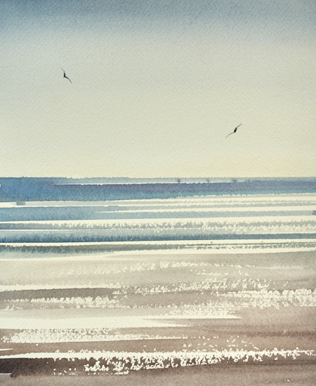 Sunlit waves, St Annes-on-sea original art watercolour painting by Timothy Gent