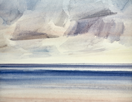 Sunset by the shore contemporary watercolour painting by fine artist Timothy Gent