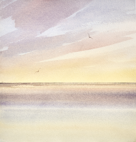 Sunset seas, Lytham St Annes original art watercolour painting by Timothy Gent