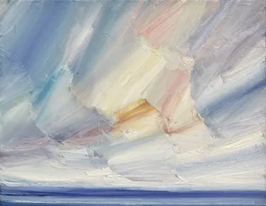Seascape oil painting Open shore, Lindisfarne by Timothy Gent