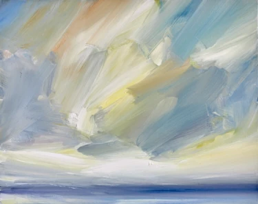 Seascape oil painting Twilight shore by Timothy Gent