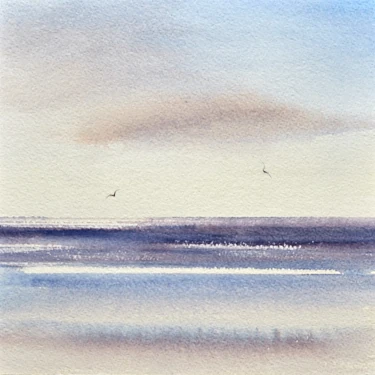 Original seascape painting Sunlit skies over the sea by Timothy Gent