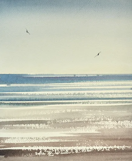 Original seascape painting Sunlit waves, St Annes-on-sea by Timothy Gent