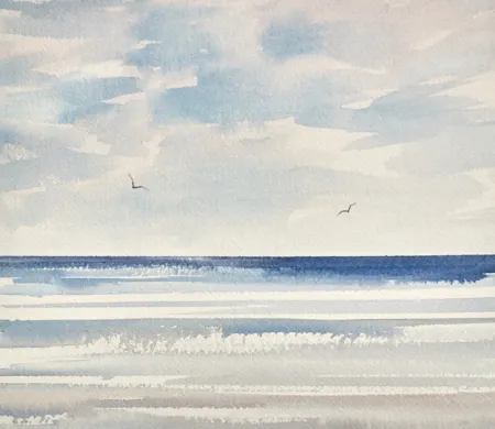Original seascape painting Sunshine over the sea by Timothy Gent