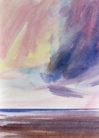 Twilight Silence – original seascape watercolour painting by Timothy Gent