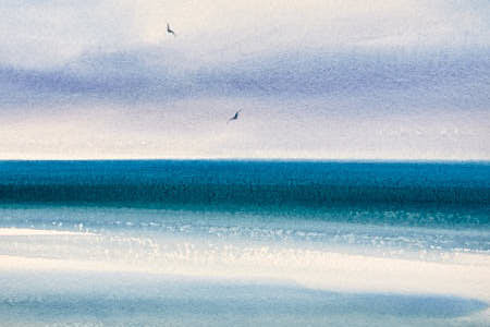 Out to sea, Ross sands Watercolour Painting article